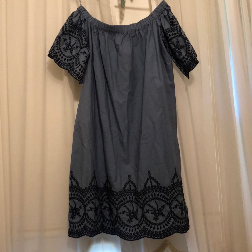 off shoulder, blue, short sleeve dress